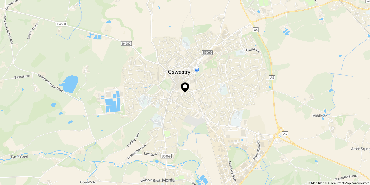 Approximate location of Salop Road, Oswestry, Shropshire, SY11 2RQ