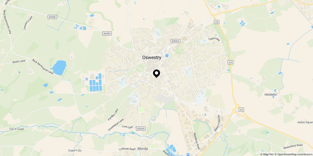 Approximate location of Salop Road, Oswestry, SY11 2RQ