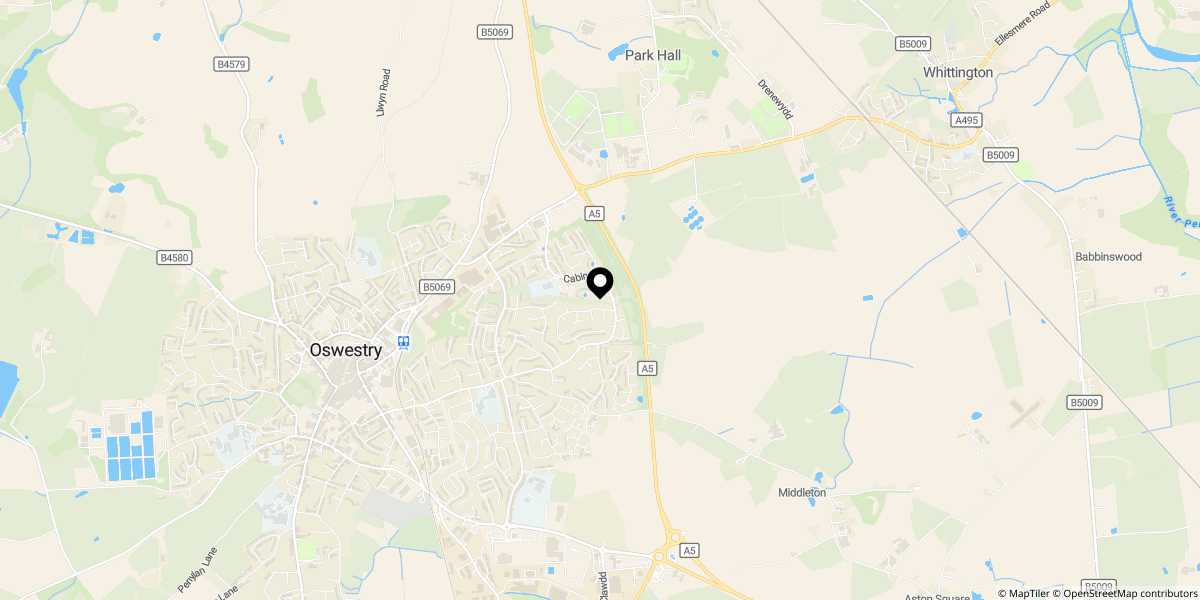Approximate location of Balmoral Crescent, Oswestry, SY11 2XH