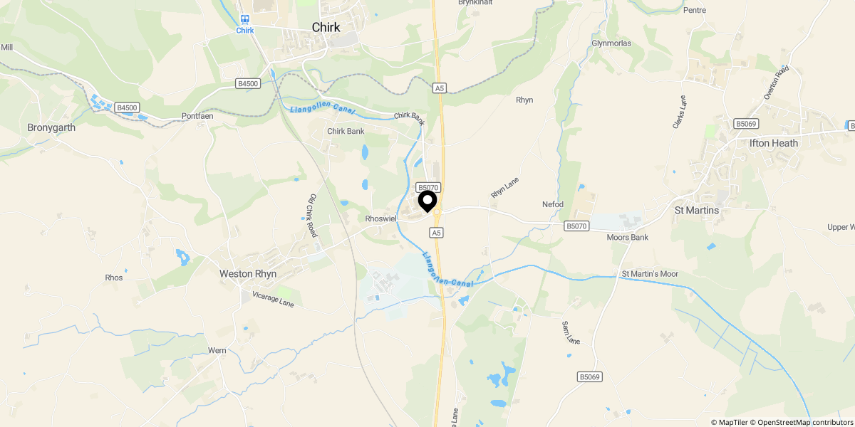 Approximate location of Gledrid, Chirk, Wrexham, LL14 5DG