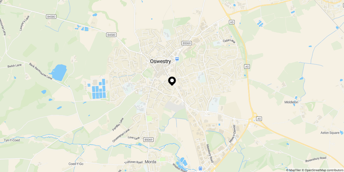 Approximate location of Middleton Road, Oswestry, SY11 2RB