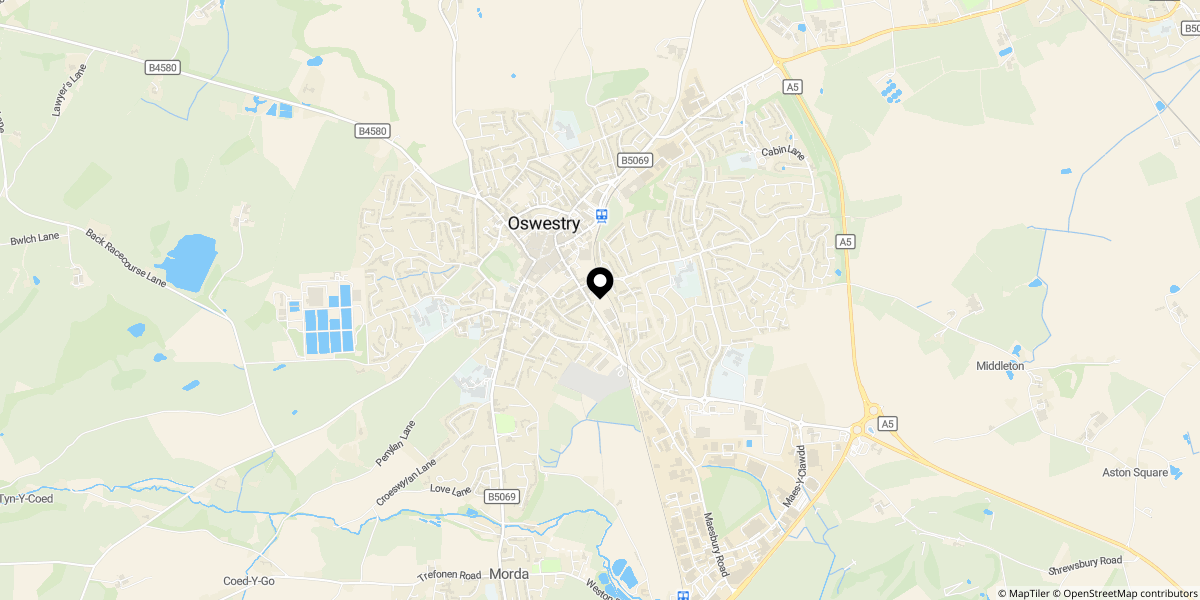 Approximate location of Salop Road, Oswestry, Shropshire, SY11 2RQ