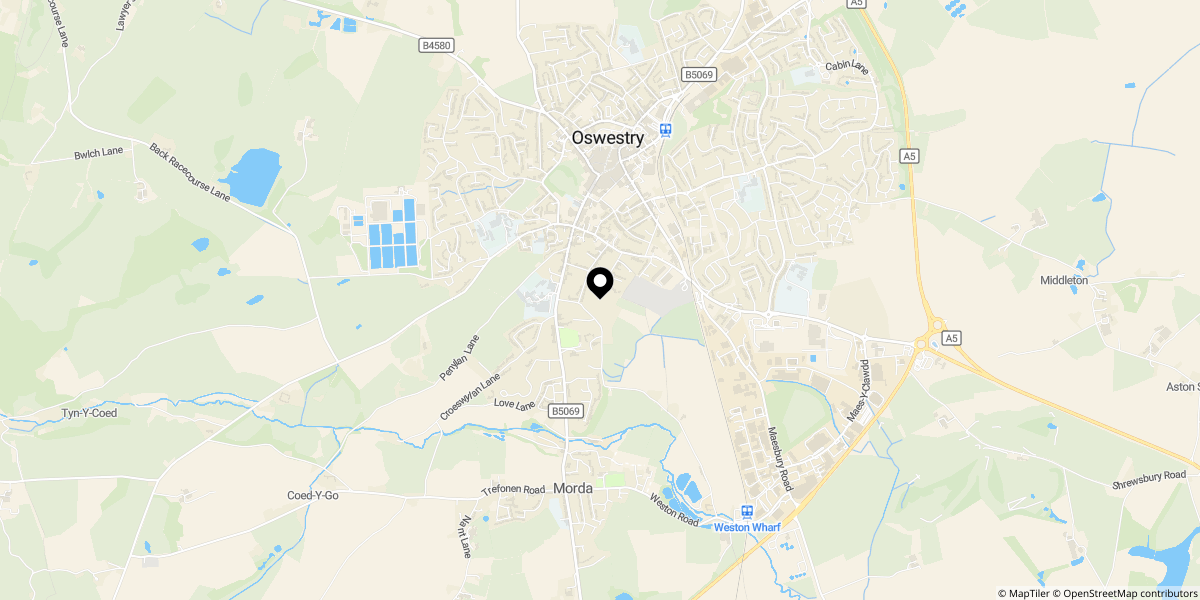 Approximate location of Weston Lane, Oswestry, SY11 2BG