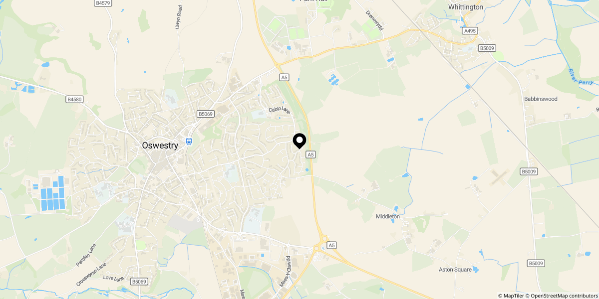 Approximate location of Aston Way, Oswestry, SY11 2XY