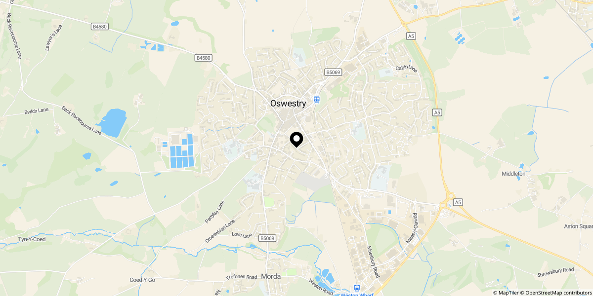 Approximate location of Salop Road, Oswestry, Shropshire, SY11 2RQ