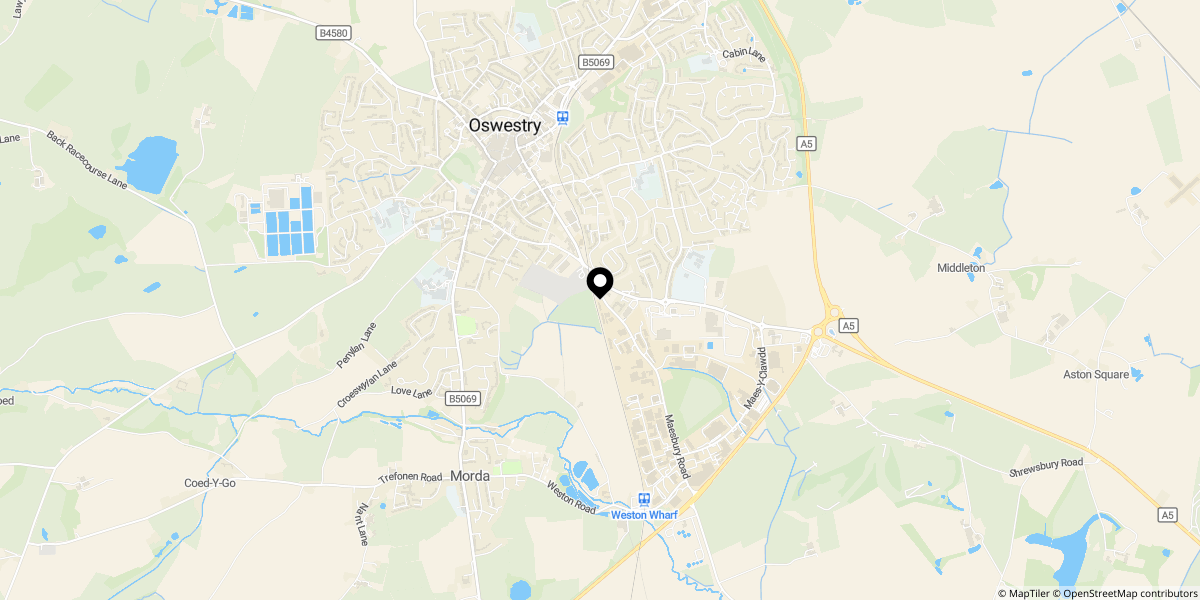 Approximate location of Chestnut Avenue, Oswestry, SY11 2QY