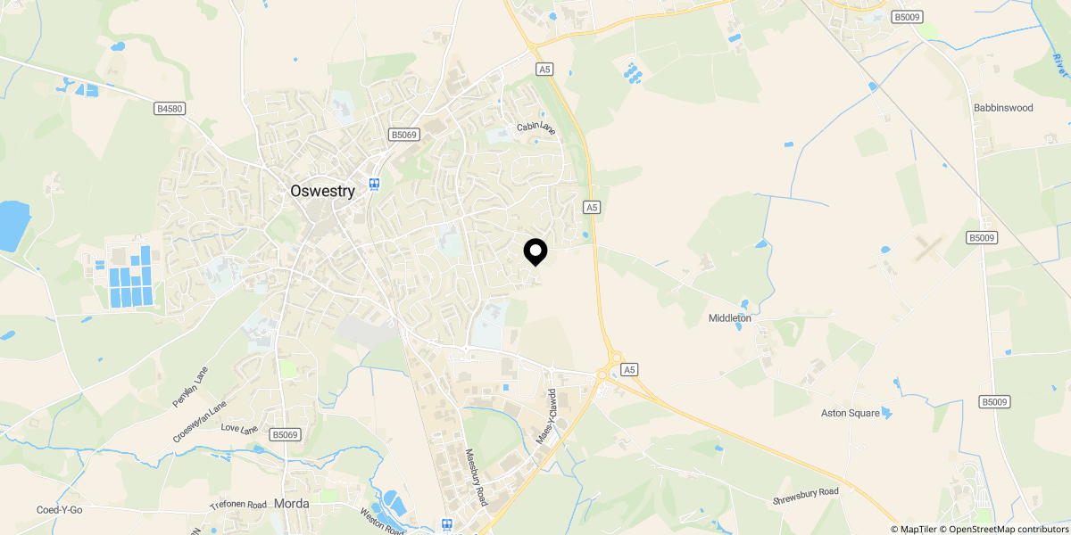 Approximate location of Weaver Close, Oswestry, SY11 2NW