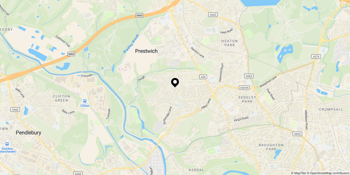 Approximate location of Lowther Road, Prestwich, Manchester, M25 9PX