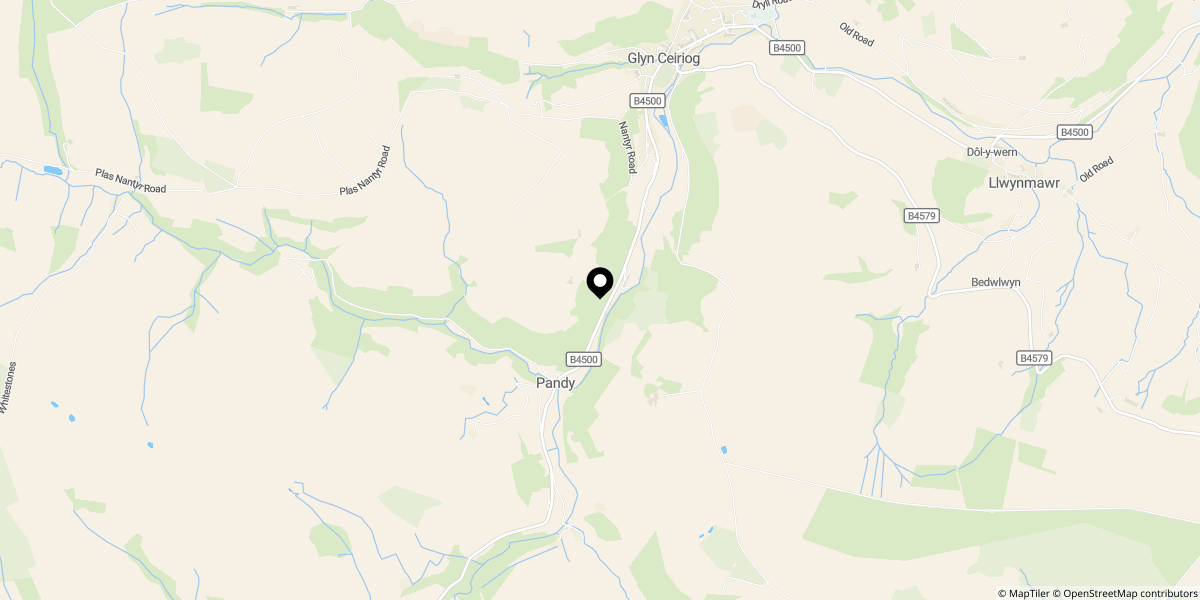 Approximate location of Glyn Ceiriog, Llangollen, LL20 7NP