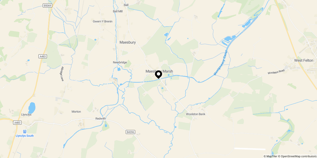 Approximate location of Maesbury Marsh, Oswestry, SY10 8JB