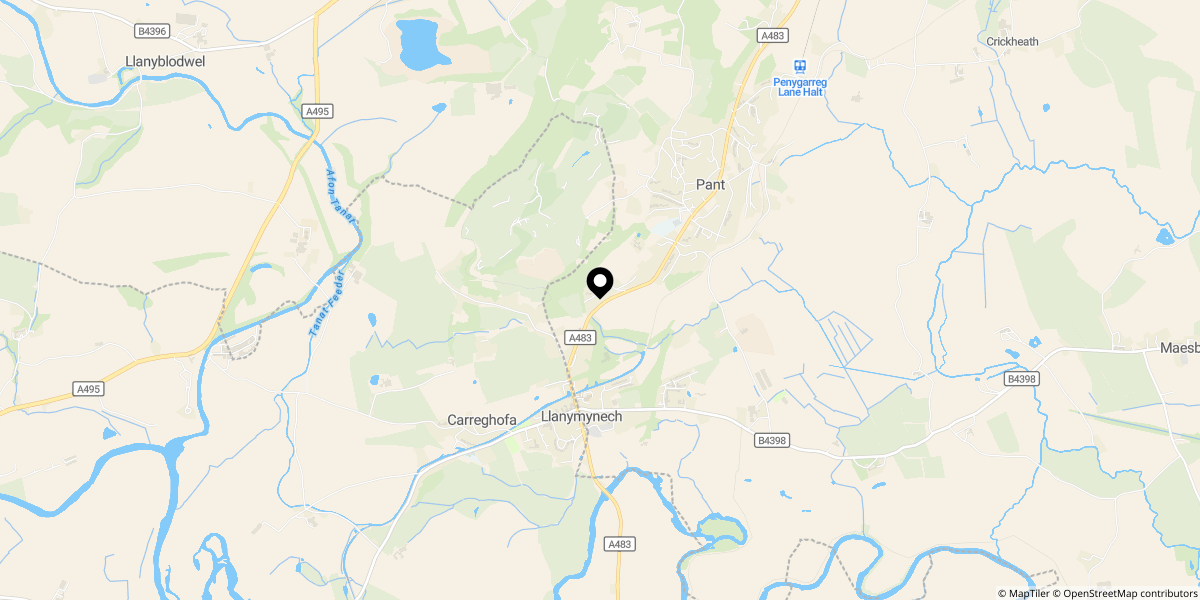 Approximate location of Bronwylfa, Llanymynech, Shropshire, SY22 6HD