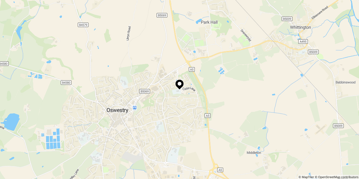 Approximate location of Balmoral Crescent, Oswestry, SY11 2XH