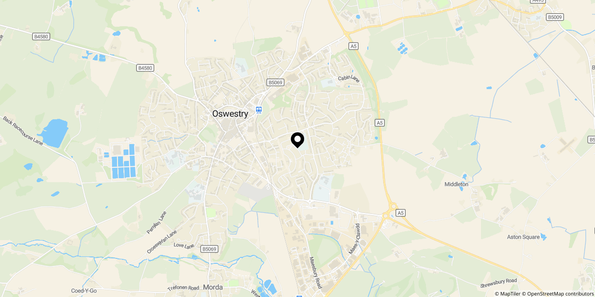 Approximate location of Cherry Tree Drive, Oswestry, SY11 2QH