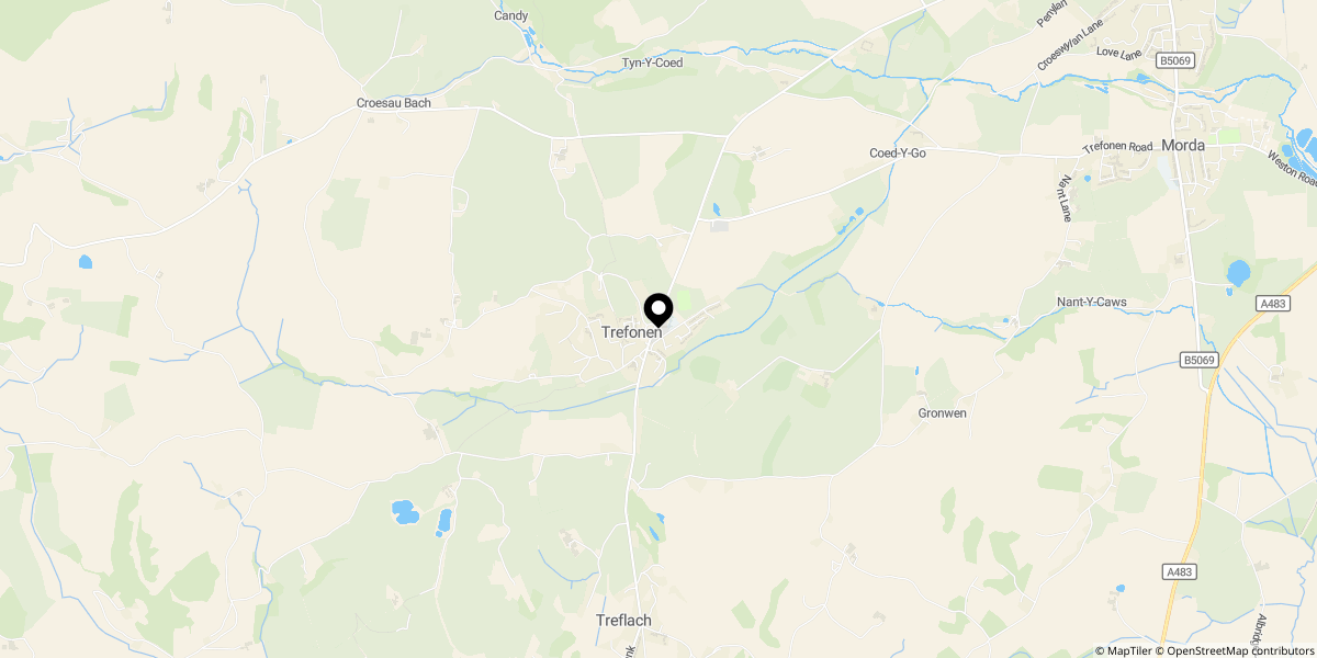 Approximate location of Whitridge Way, Trefonen, Oswestry, SY10 9FB