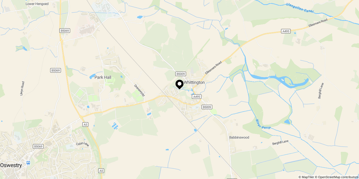 Approximate location of Station Road, Whittington, Oswestry, SY11 4BL