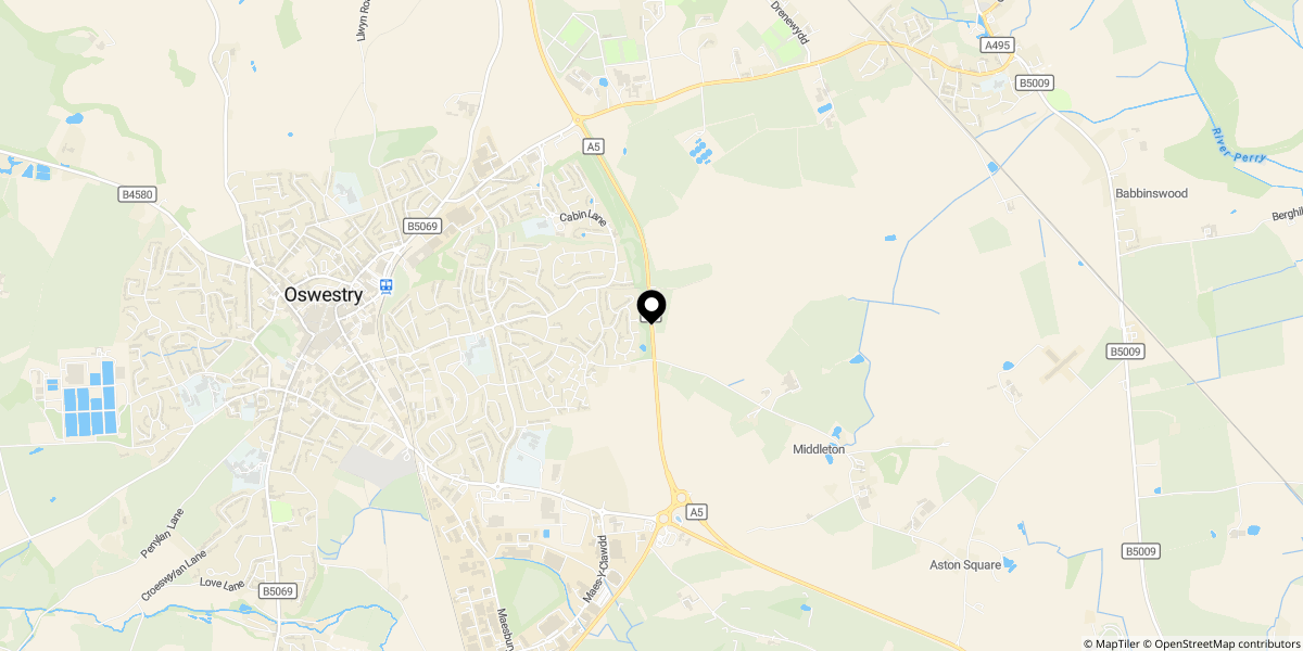 Approximate location of Aston Way, Oswestry, SY11 2XY