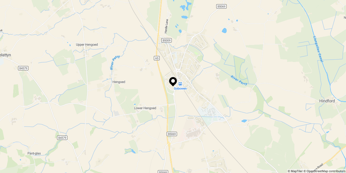 Approximate location of Henry Robertson Drive, Gobowen, Oswestry, SY11 3GY