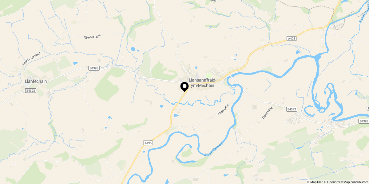 Approximate location of Dyffryn Foel, Llansantffraid, SY22 6DG